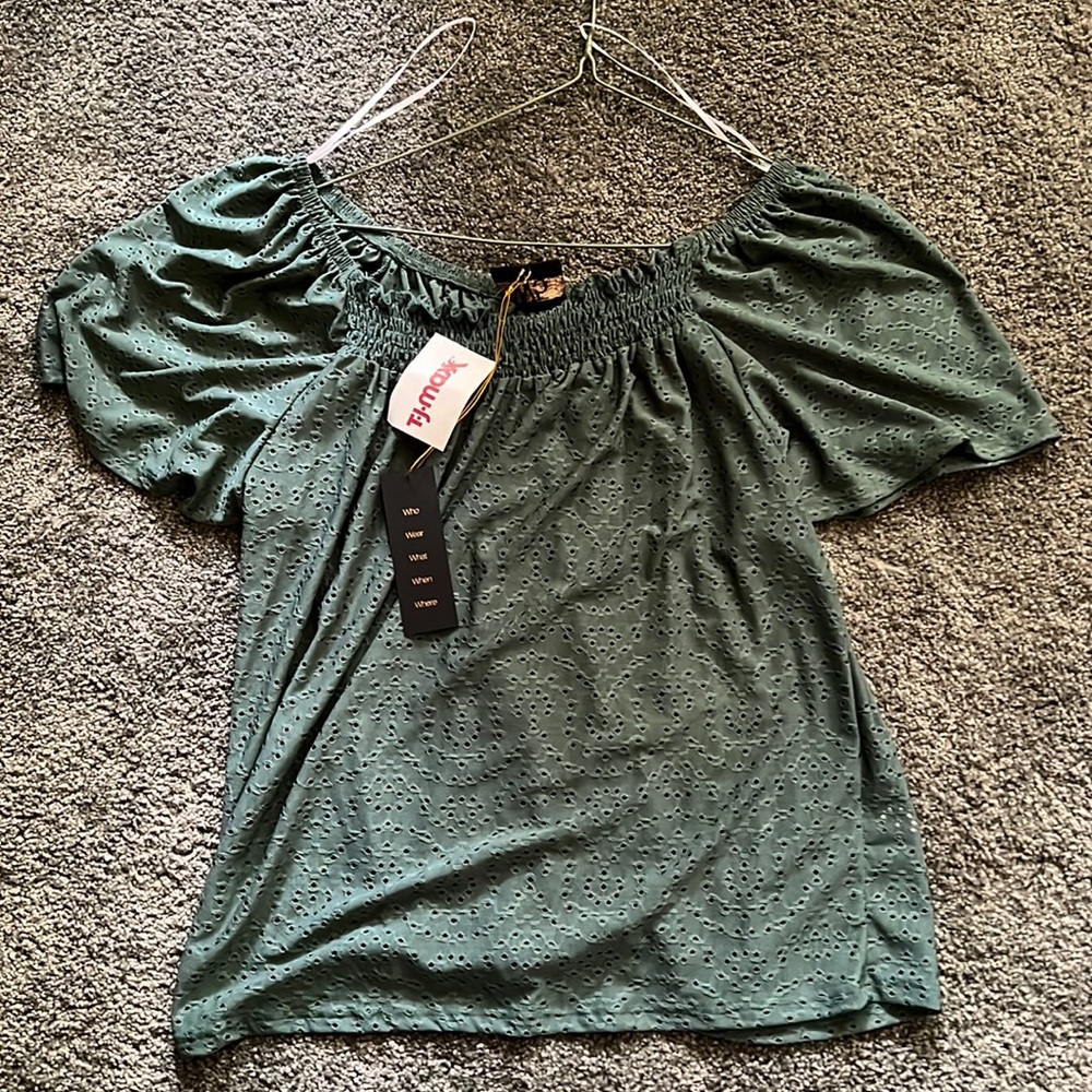 Brand new off the shoulder green shirt!